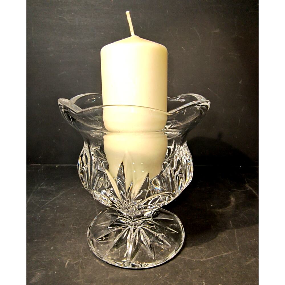 1932.  Royal Limited Leaded Crystal Tulip Pedestal Candle Holder Vase Bowl